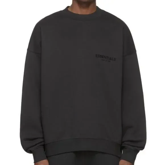 Fear of God Essentials Crewneck Sweatshirt Black Oversized L Logo - Picture 2 of 11